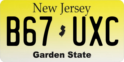 NJ license plate B67UXC