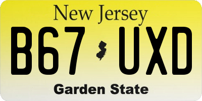 NJ license plate B67UXD
