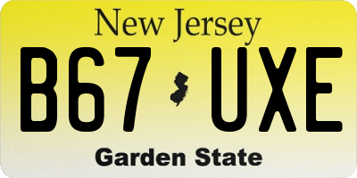 NJ license plate B67UXE