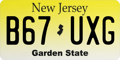 NJ license plate B67UXG