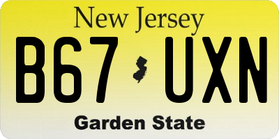 NJ license plate B67UXN