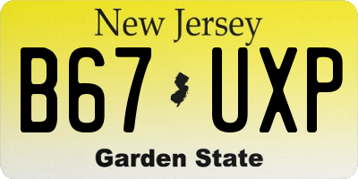 NJ license plate B67UXP