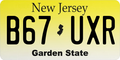 NJ license plate B67UXR