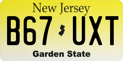 NJ license plate B67UXT