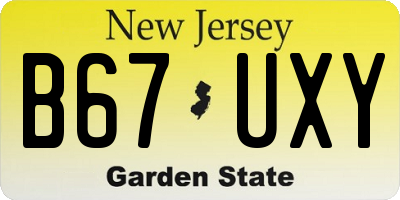 NJ license plate B67UXY