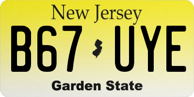 NJ license plate B67UYE