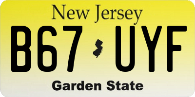 NJ license plate B67UYF