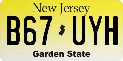 NJ license plate B67UYH