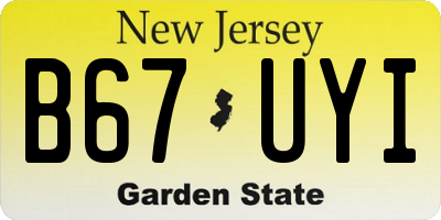 NJ license plate B67UYI