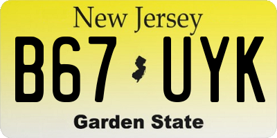 NJ license plate B67UYK