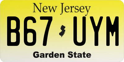 NJ license plate B67UYM