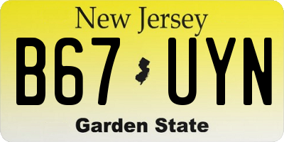NJ license plate B67UYN