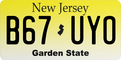 NJ license plate B67UYO