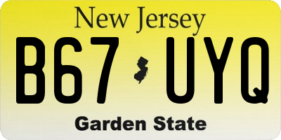 NJ license plate B67UYQ