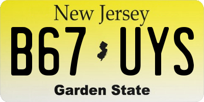NJ license plate B67UYS