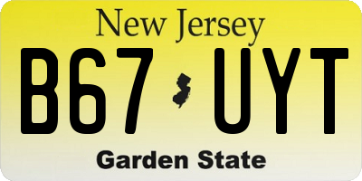 NJ license plate B67UYT