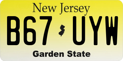 NJ license plate B67UYW
