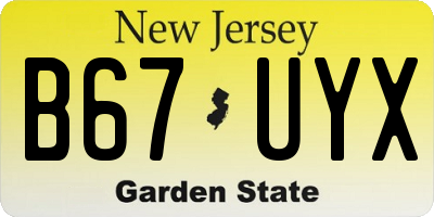 NJ license plate B67UYX