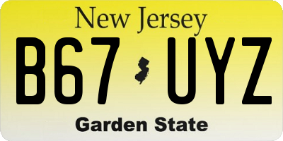 NJ license plate B67UYZ