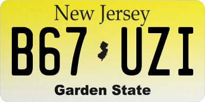 NJ license plate B67UZI