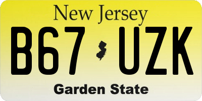 NJ license plate B67UZK