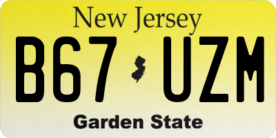 NJ license plate B67UZM