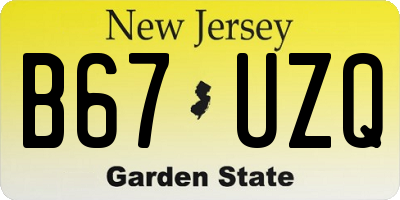 NJ license plate B67UZQ