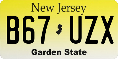 NJ license plate B67UZX