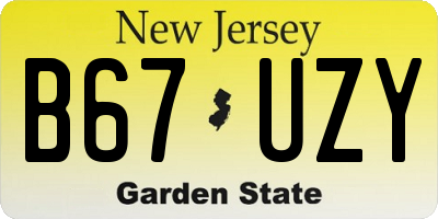 NJ license plate B67UZY