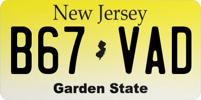NJ license plate B67VAD