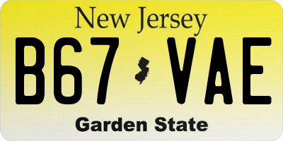 NJ license plate B67VAE