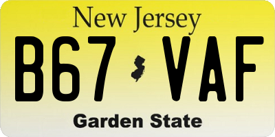 NJ license plate B67VAF