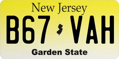 NJ license plate B67VAH