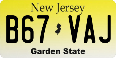 NJ license plate B67VAJ