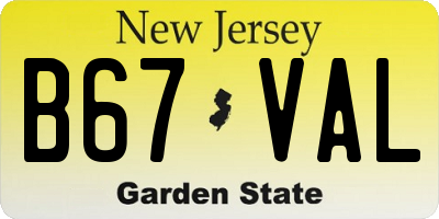 NJ license plate B67VAL