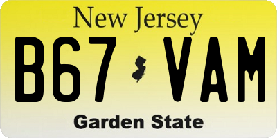 NJ license plate B67VAM