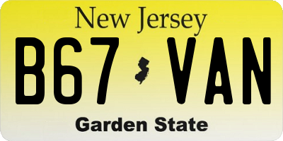 NJ license plate B67VAN