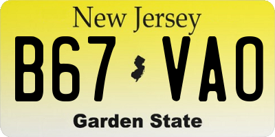 NJ license plate B67VAO