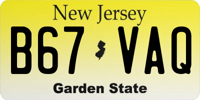 NJ license plate B67VAQ
