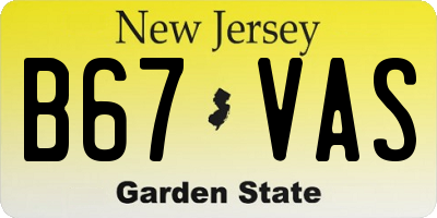 NJ license plate B67VAS
