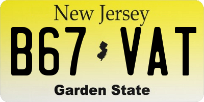 NJ license plate B67VAT