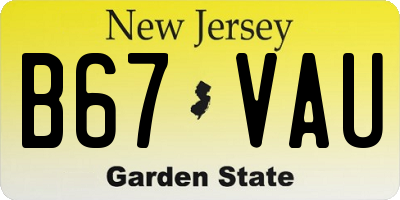 NJ license plate B67VAU