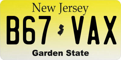 NJ license plate B67VAX