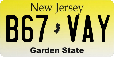 NJ license plate B67VAY