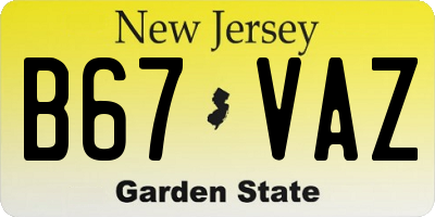 NJ license plate B67VAZ