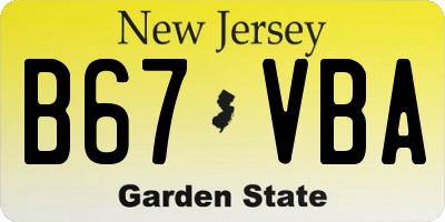 NJ license plate B67VBA