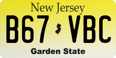 NJ license plate B67VBC