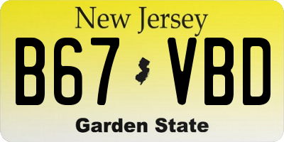 NJ license plate B67VBD