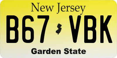 NJ license plate B67VBK