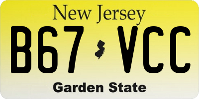 NJ license plate B67VCC